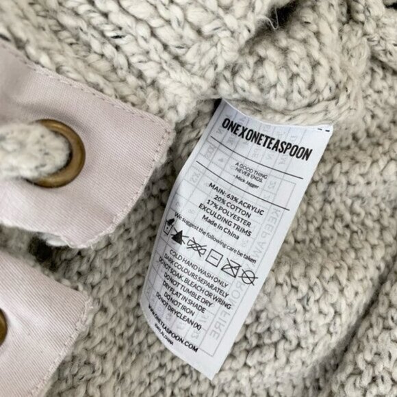 Revolve One Teaspoon Saints & Roses Sweater Chunky Knit Lace Up V-neck Stone XXS - Picture 9 of 16